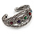 Vintage Inspired Multicoloured Semiprecious Stone Wire Cuff Bracelet/ Bangle - Silver Tone - Adjustable - view 6