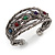 Vintage Inspired Multicoloured Semiprecious Stone Wire Cuff Bracelet/ Bangle - Silver Tone - Adjustable - view 2
