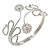 Silver Plated Textured 'Flowers & Twirls' Diamante Upper Arm Bracelet Armlet - Adjustable