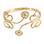 Gold Plated Textured 'Flowers & Twirls' Diamante Upper Arm Bracelet Armlet - Adjustable - view 7