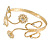 Gold Plated Textured 'Flowers & Twirls' Diamante Upper Arm Bracelet Armlet - Adjustable - view 8