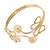 Gold Plated Textured 'Flowers & Twirls' Diamante Upper Arm Bracelet Armlet - Adjustable - view 2