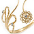 Gold Plated Textured 'Flowers & Twirls' Diamante Upper Arm Bracelet Armlet - Adjustable - view 4