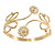 Gold Plated Textured 'Flowers & Twirls' Diamante Upper Arm Bracelet Armlet - Adjustable - view 3