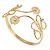 Gold Plated Textured 'Flowers & Twirls' Diamante Upper Arm Bracelet Armlet - Adjustable - view 5