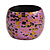 Chunky Wooden Bangle Bracelet in Pink/ Gold/ Black - view 4