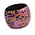 Chunky Wooden Bangle Bracelet in Pink/ Gold/ Black - view 6