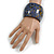 Chunky Wooden Bangle Bracelet in Plum Blue/ Gold/ Black - view 2