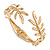 Gold Tone Floral Hinged Bangle Bracelet - 19cm Long - view 4