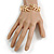Gold Tone Floral Hinged Bangle Bracelet - 19cm Long - view 2