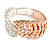 Statement Double Leaf Clear Crystal Hinged Bangle Bracelet in Silver/ Rose Gold Tone - 17cm Long - view 5