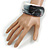 Off Round Blurred White/ Black/ Red Acrylic Bangle Bracelet Matte Finish - Medium Size - view 3