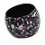 Wide Chunky Wooden Bangle Bracelet Abstract Pattern in Black/ White/ Pink - Medium Size - view 5