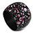 Wide Chunky Wooden Bangle Bracelet Abstract Pattern in Black/ White/ Pink - Medium Size - view 2