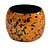 Chunky Wooden Bangle Bracelet in Metallic Orange/ Gold/ Black - Medium Size