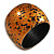 Chunky Wooden Bangle Bracelet in Metallic Orange/ Gold/ Black - Medium Size - view 2