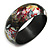 Wooden Bangle Bracelet in Abstract Paint in Black/ Gold/ White/ Red - Medium Size - view 2