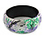 Round Wooden Bangle Bracelet in Abstract Paint in White/ Black/ Green/ Purple - Medium Size - view 4