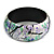 Round Wooden Bangle Bracelet in Abstract Paint in White/ Black/ Green/ Purple - Medium Size - view 2