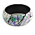 Round Wooden Bangle Bracelet in Abstract Paint in White/ Black/ Green/ Purple - Medium Size - view 5