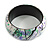 Round Wooden Bangle Bracelet in Abstract Paint in White/ Black/ Green/ Purple - Medium Size - view 6
