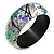 Round Wooden Bangle Bracelet in Abstract Paint in White/ Black/ Green/ Purple - Medium Size