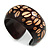 Wide Chunky Wooden Cuff Bracelet/ Bangle with Coffee Beans Motif/ Medium /Possible Natural Irregularities - view 5