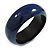 Dark Blue Round Wooden Bangle Bracelet (Natural Irregularities) - Medium Size