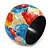 Multicoloured Wide Chunky Wooden Bangle Bracelet with Smudged Pattern - Medium Size - view 2