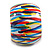 Multicoloured Wide Chunky Wooden Bangle Bracelet with Stripy Pattern - Small Size - view 5
