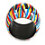 Multicoloured Wide Chunky Wooden Bangle Bracelet with Stripy Pattern - Small Size - view 6