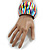 Multicoloured Wide Chunky Wooden Bangle Bracelet with Stripy Pattern - Small Size - view 3