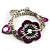 2-Strand Purple Floral Charm Bead Flex Bracelet (Antique Silver) - view 5