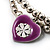 2-Strand Purple Floral Charm Bead Flex Bracelet (Antique Silver) - view 4