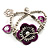 2-Strand Purple Floral Charm Bead Flex Bracelet (Antique Silver) - view 6