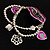 2-Strand Purple Floral Charm Bead Flex Bracelet (Antique Silver) - view 3