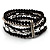 5-Strand Beaded Acrylic Flex Bracelet (Black&Silver)
