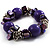 Purple Acrylic Bead, Shell & Metal Link Stretch Bracelet - view 5