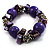 Purple Acrylic Bead, Shell & Metal Link Stretch Bracelet - view 6