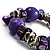 Purple Acrylic Bead, Shell & Metal Link Stretch Bracelet - view 4
