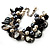Black & White Simulated Pearl Bead & Shell Charm Bracelet (Silver Tone) - 15cm Long/ 7cm Ext