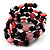 Acrylic & Shell Bead Coil Flex Bangle Bracelet (Black & Pink) - view 4