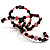 Acrylic & Shell Bead Coil Flex Bangle Bracelet (Black & Pink) - view 5
