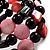 Acrylic & Shell Bead Coil Flex Bangle Bracelet (Black & Pink) - view 6