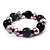 Glass, Ceramic & Plastic Bead Flex Bracelet (Pale Lilac, Pink, Brown & Black) - view 2