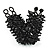 Wide Black Semiprecious & Glass Bead Braided Bracelet -17cm Length
