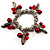 Silver Tone Link Bead Charm Flex Bracelet (Red)