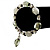 Pale Green & Milk White Resin & Glass Charm Flex Bracelet (Silver Tone) - view 3