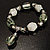 Pale Green & Milk White Resin & Glass Charm Flex Bracelet (Silver Tone) - view 6