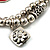 2-Strand Red Floral Charm Bead Flex Bracelet (Antique Silver Tone) - view 7
